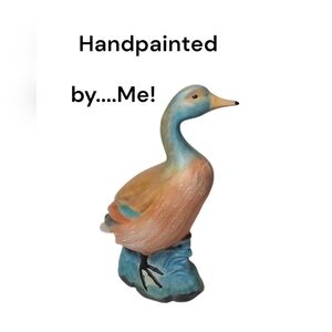 Hand Painted Home Art Duck Ceramics Figurine Unique Decoration Coastal Beach Art